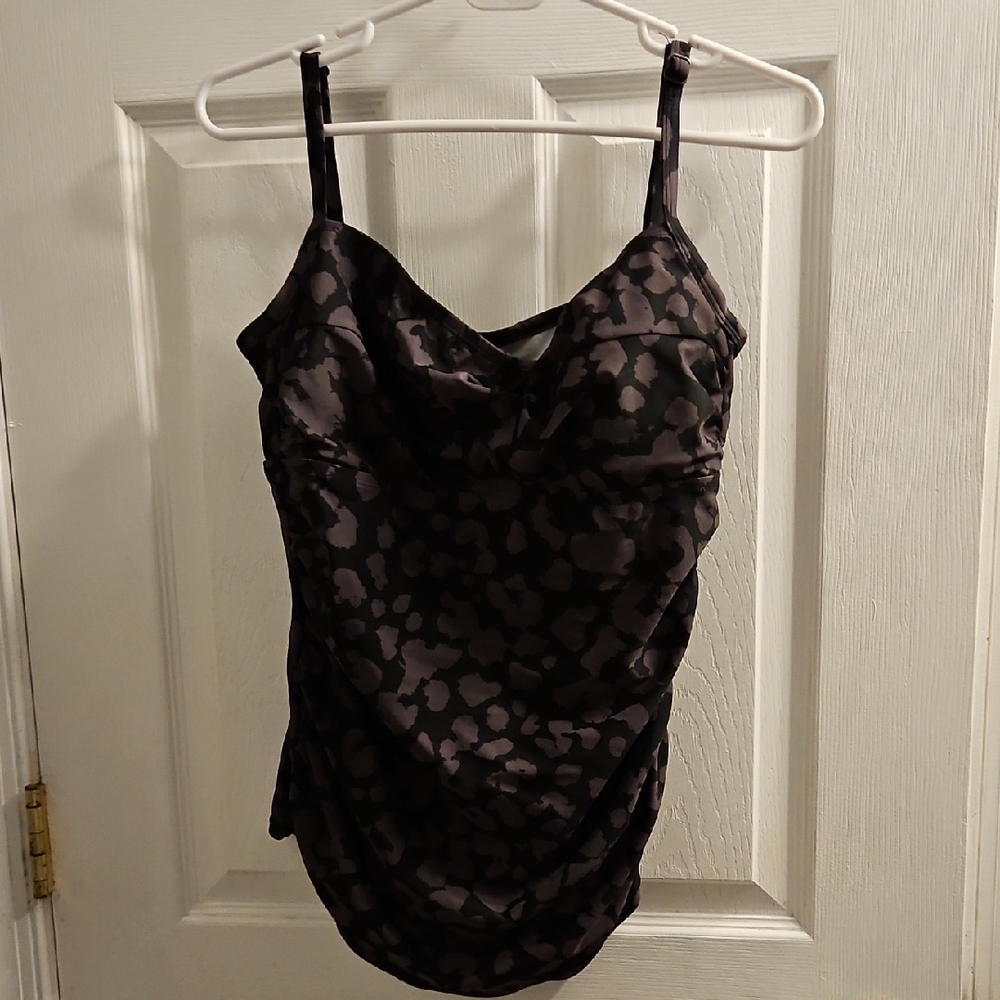Black and Gray Leopard Tankini Merona Size L